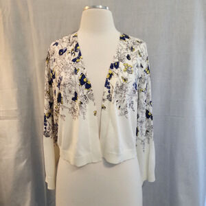NWT Talbots XL Open Front Short Cardigan Butterflies Cottagecore Brunch Preppy